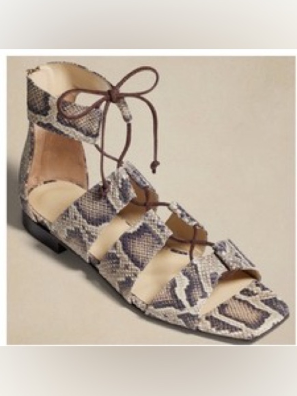 Banana Republic Snake-Print Lace-Up Gladiator Sandal - Beige & Brown
